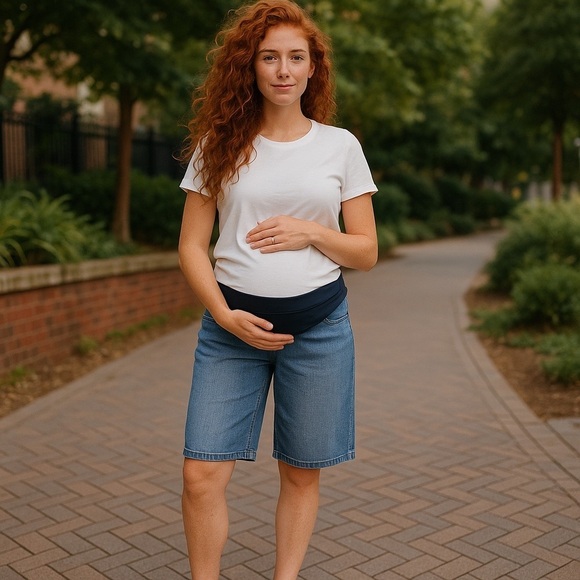 Motherhood Maternity Womens Medium 30 X 21 Blue Wide Leg Denim Capri Jeans - Picture 1 of 9